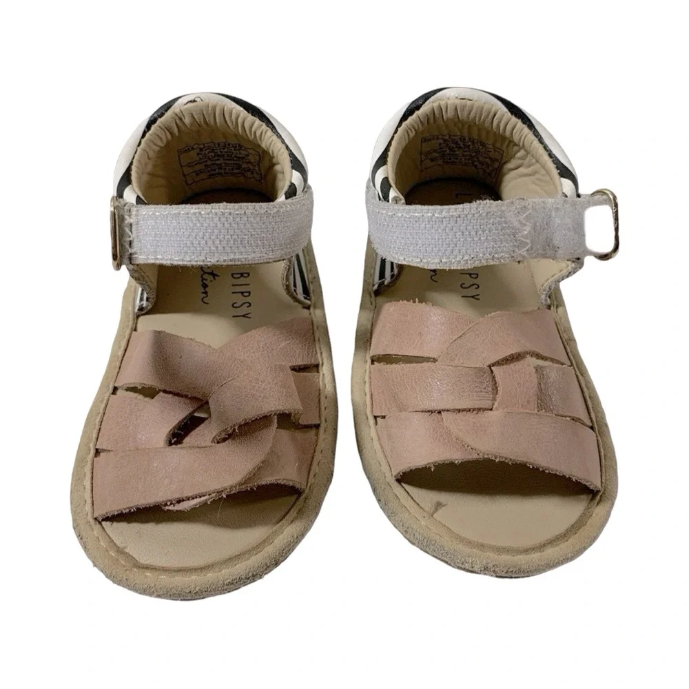 Little Bipsy Isla Sandals-Blush & Black Stripe